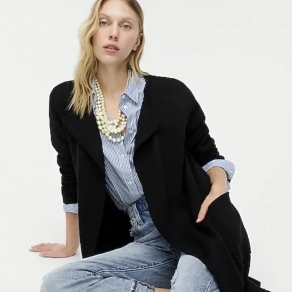 J. Crew Juliette Collarless Merino Wool Blend Cardigan Sweater - Picture 2 of 12